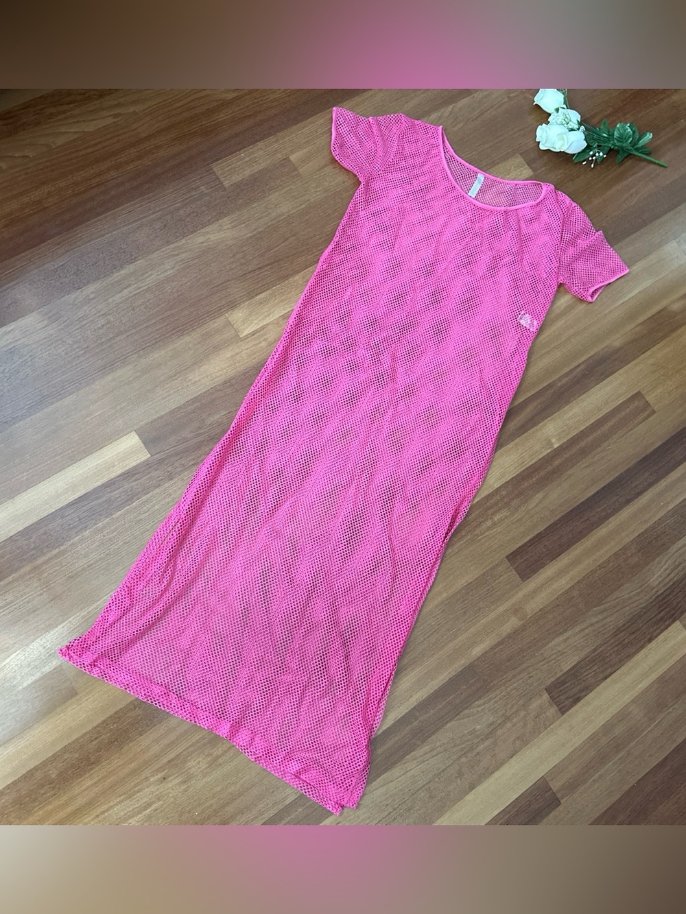 Sheer Pink Mesh Nightdress - Women's Sleepwear